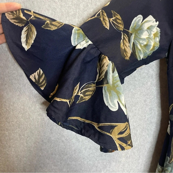 Lulu’s Love and Light Blue Floral Print Midi Ruffle Wrap Dress - Picture 8 of 9